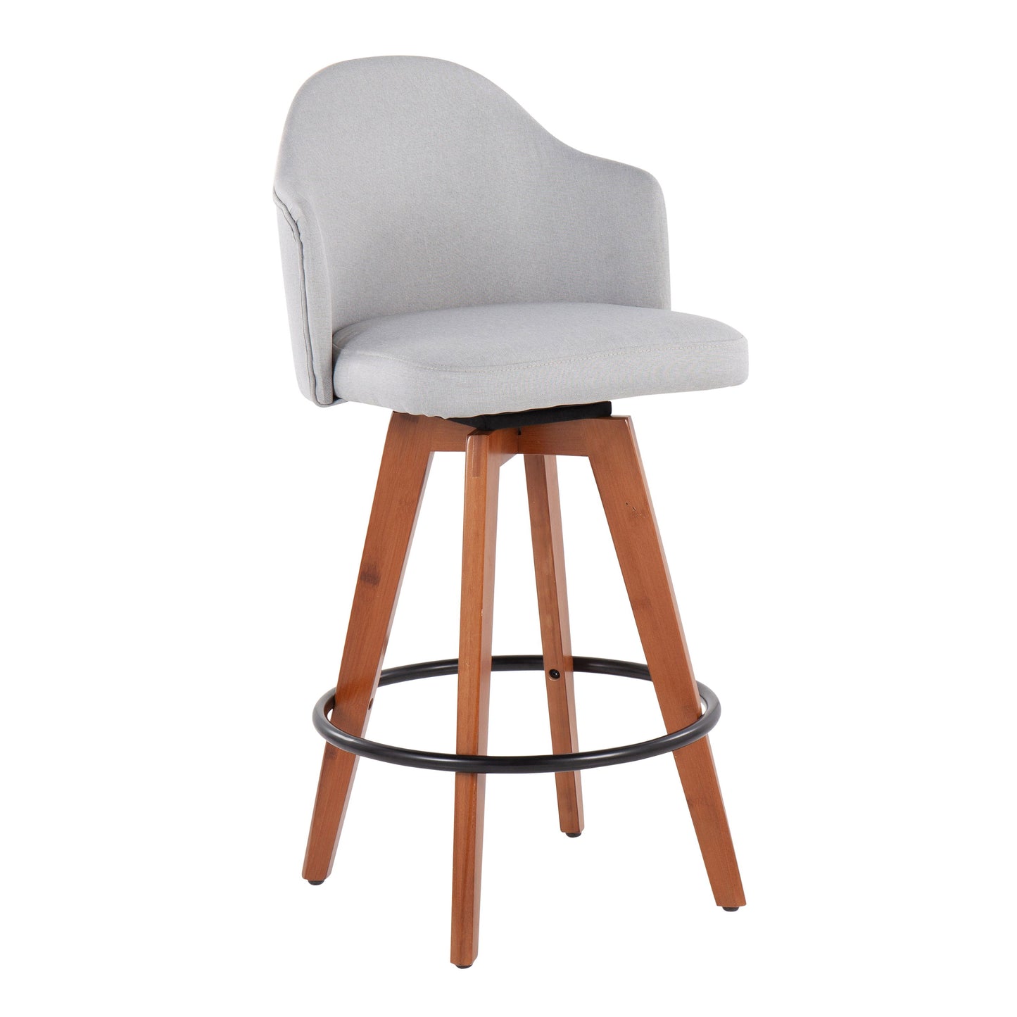 Ahoy - Contemporary Fixed Height Counter Stool With Bamboo Round Footrest (Set of 2)