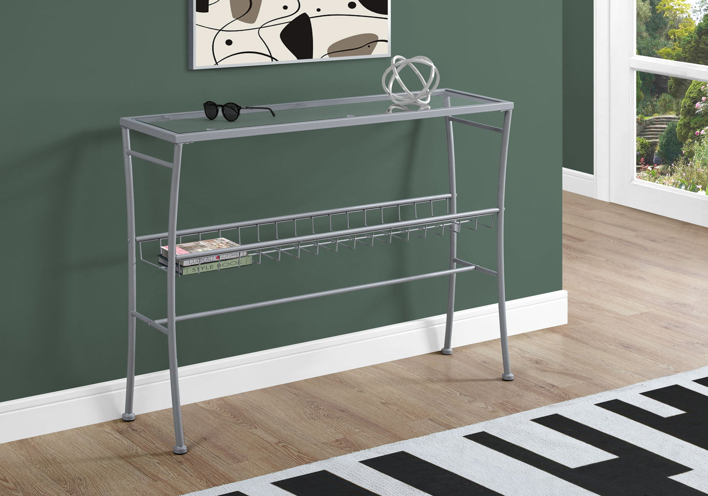 Accent Console Table For Entryway, Contemporary & Modern - Silver