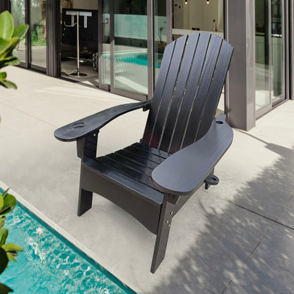 Outdoor Or Indoor Wood Adirondack Chair With An Hole To Hold Umbrella, On The Arm