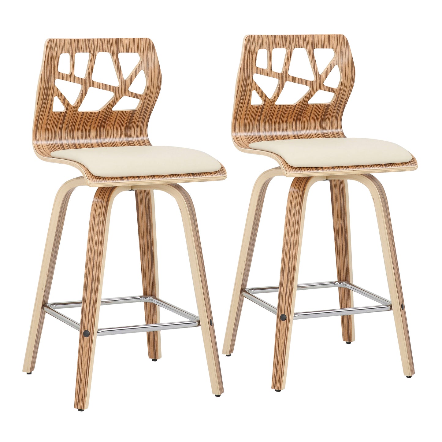 Folia - Mid Century Modern Counter Stool With Footrest (Set of 2)