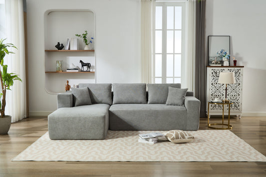 Beige Chenille Compressible Sofa - Gray