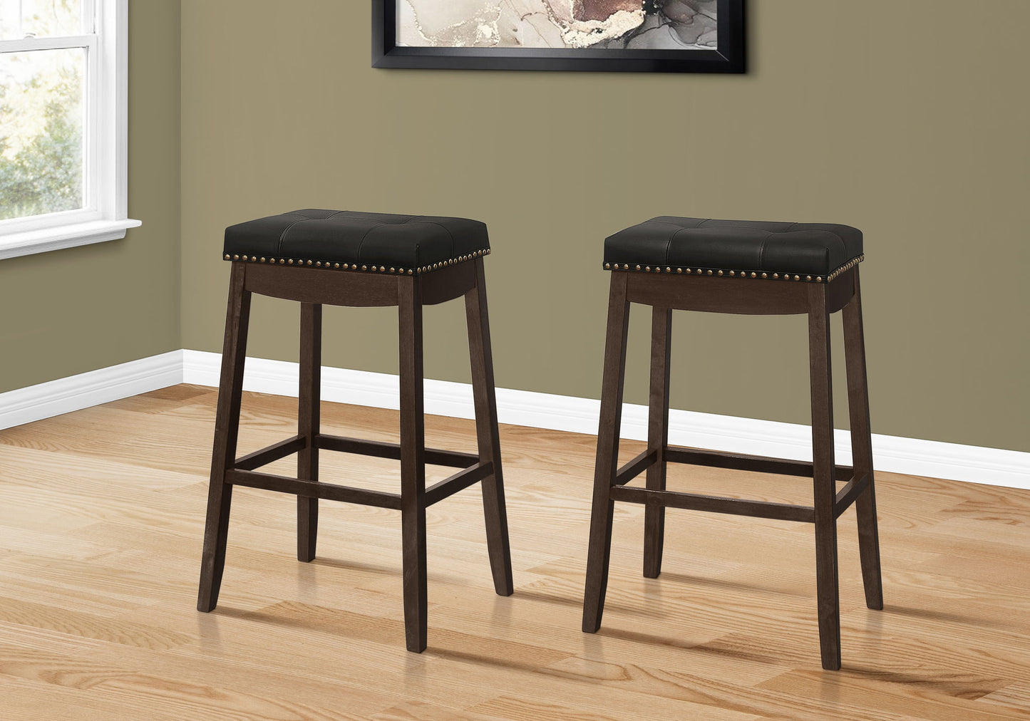 Comfortable Bar Stool, Bar Height, Saddle Seat, Transitional (Set of 2)