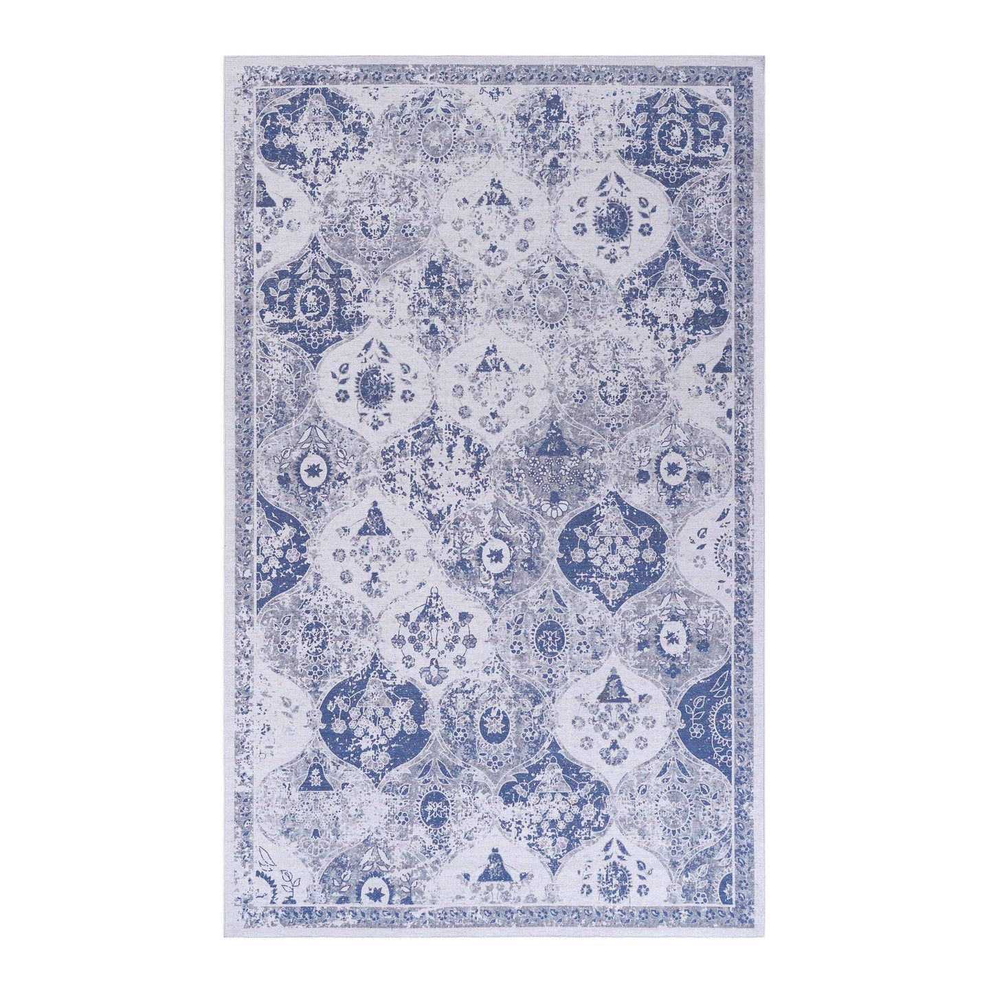 3' x 5' Area Rug, Washable, Low-Pile, Non-Slip, Non-Shedding, Foldable, Kid & Pet Friendly - Blue