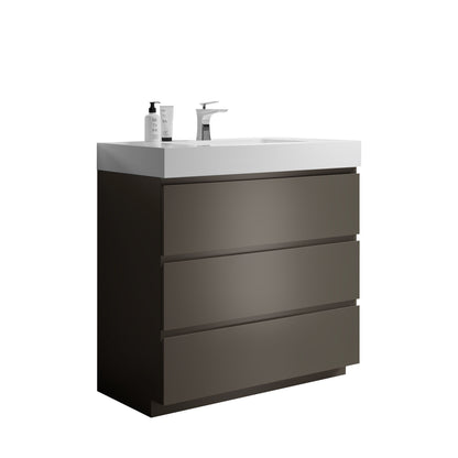 Alice - Bathroom Vanity With Sink, Large Storage Freestanding Bathroom Vanity For Modern Bathroom, One-Piece Sink Basin Without Drain And Faucet