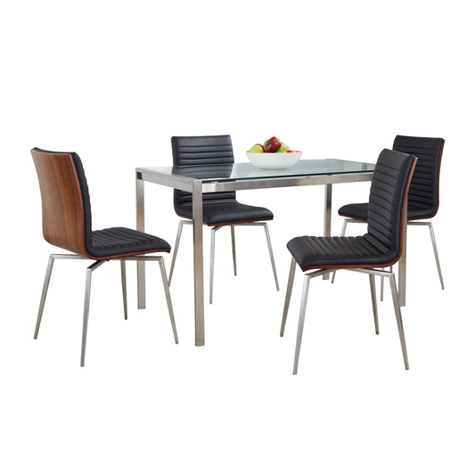 Fuji Mason - Swivel Contemporary Dining Set Dining Set, Glass, 5 Piece