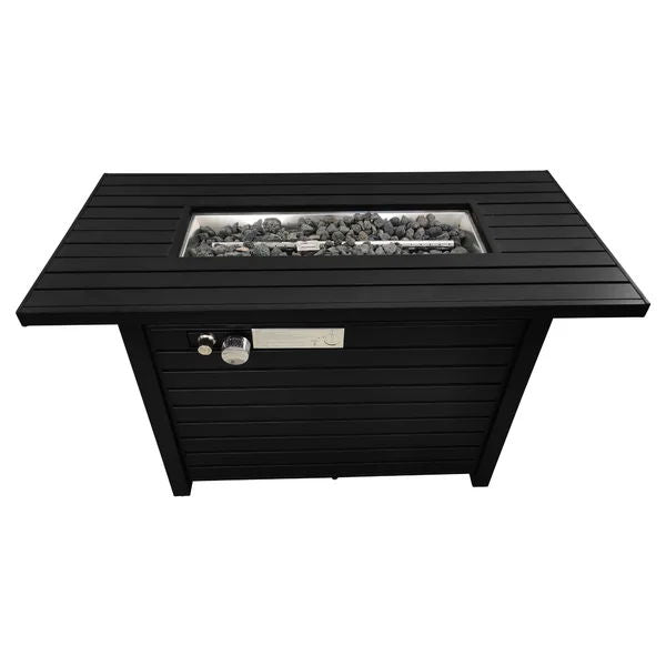 Outdoor Fire Pit Table With Lid, Modern Design - Black