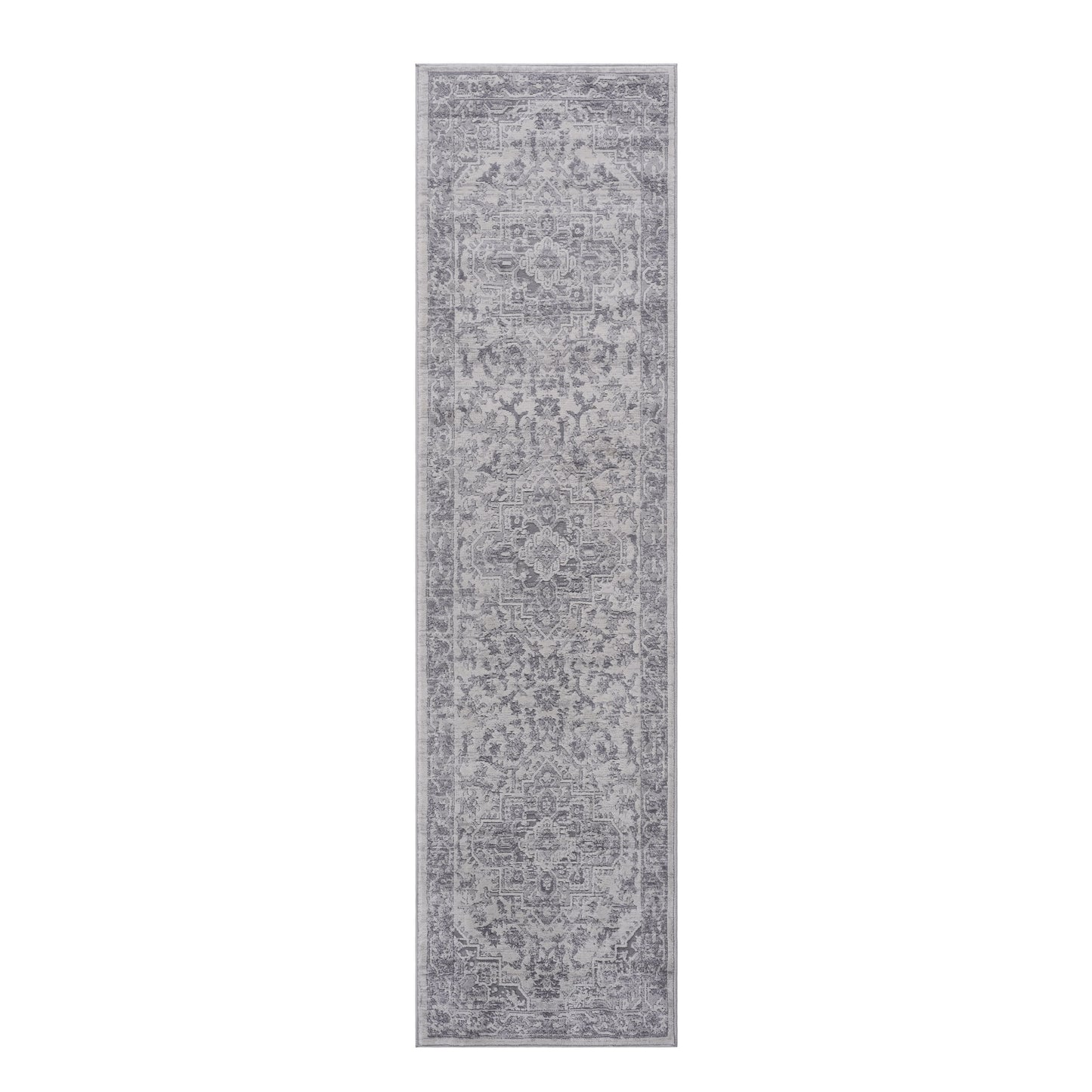 2' x 8' Oriental Non-Shedding Stylish And Stain Resistant Area Rug - Silver