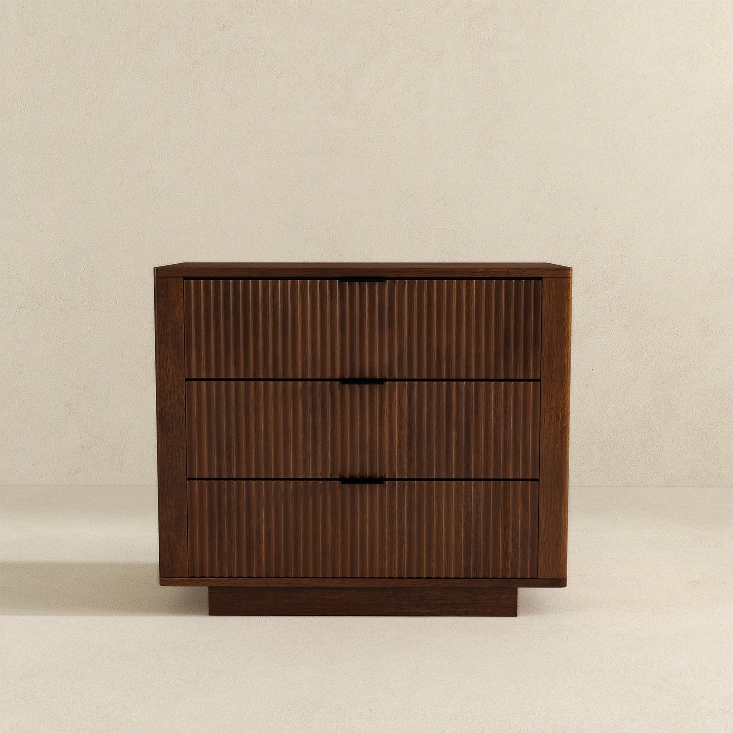 Lola - Nightstand 3 Drawer - Brown / Walnut