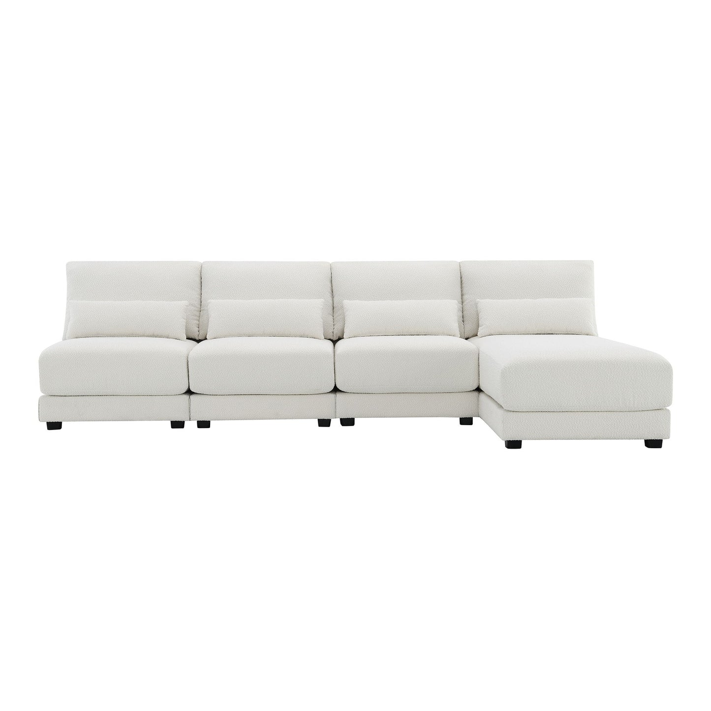 Oversized Deep Seat Sectional Sofa With Reversible Chaise, Loop Yarn Fabric 5-Seat Armless Indoor Furniture, Convertible L-Shaped Couch For Living Room, Apartment