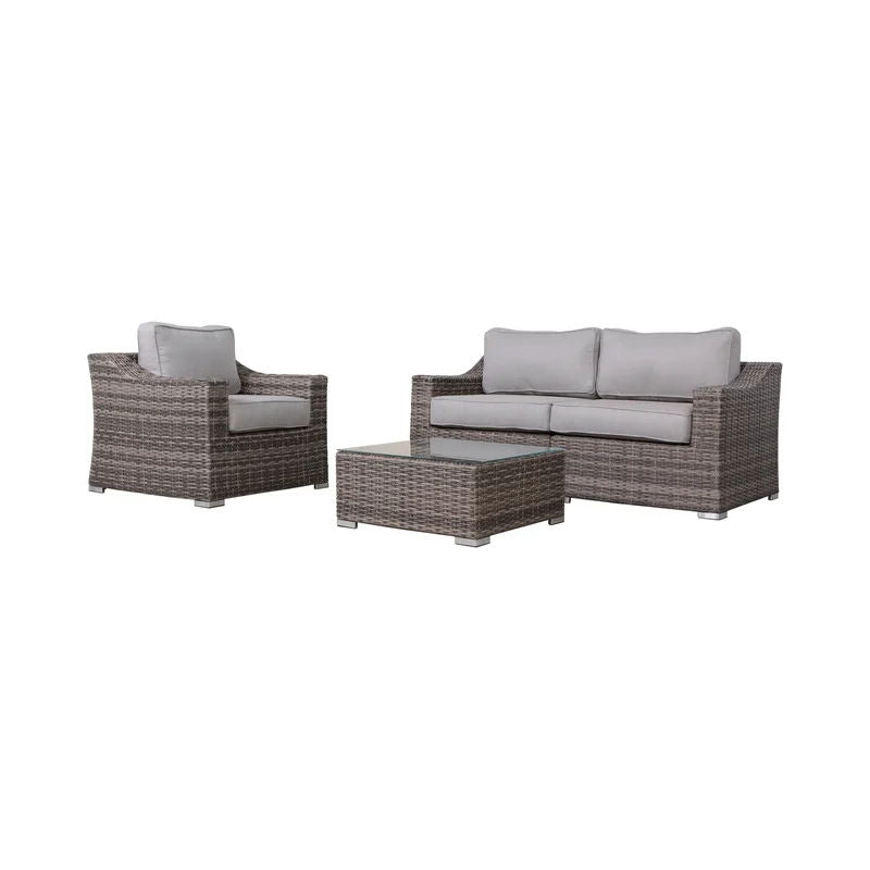 3 Person Seating Set With Cushions - Gray