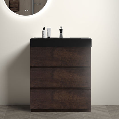 Alice - Bathroom Vanity With Large Storage Freestanding Bathroom Vanity, Sink For Modern Bathroom, One-Piece Sink Basin Without Drain And Faucet