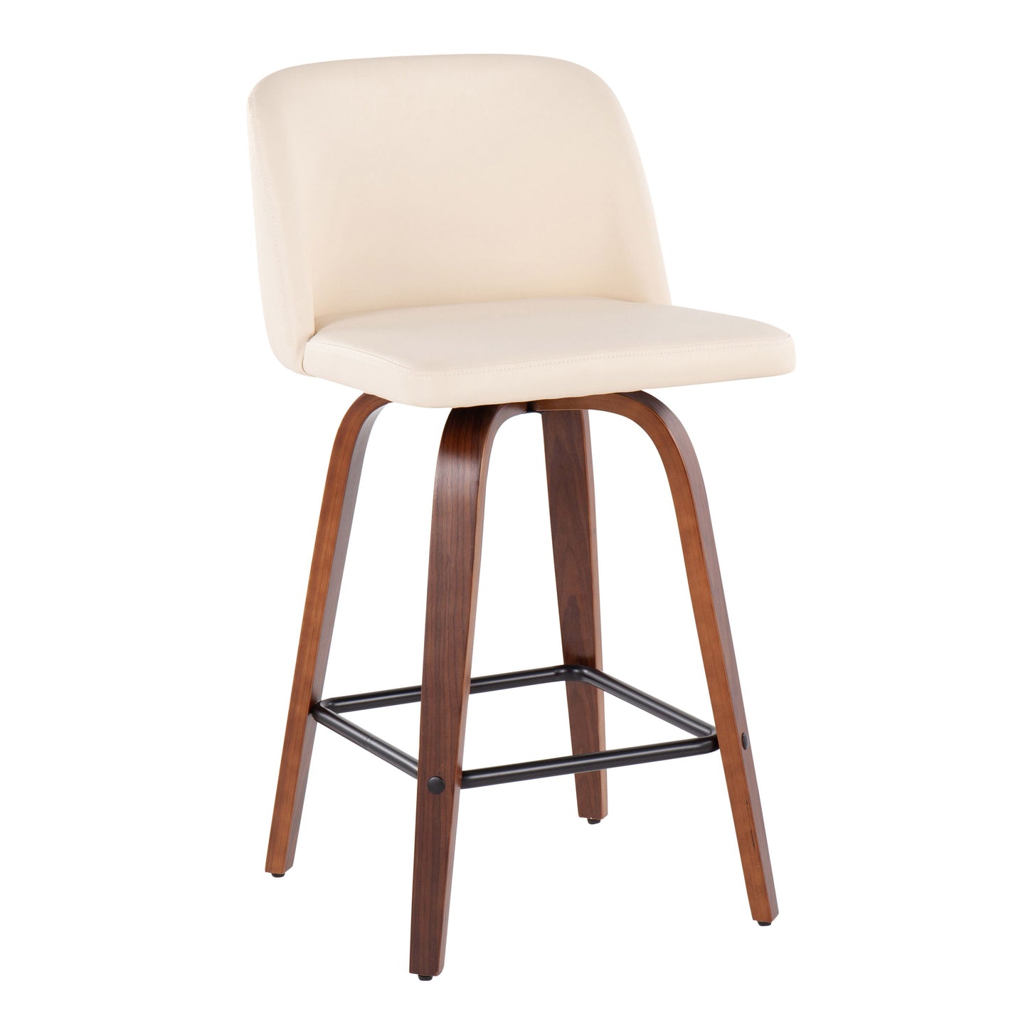 Toriano - Mid Century Modern Fixed Height Counter Stool & Square Footrest (Set of 2)