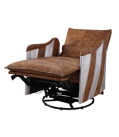 Qalurne - Power Motion Recliner With Swivel - Two Tone Mocha