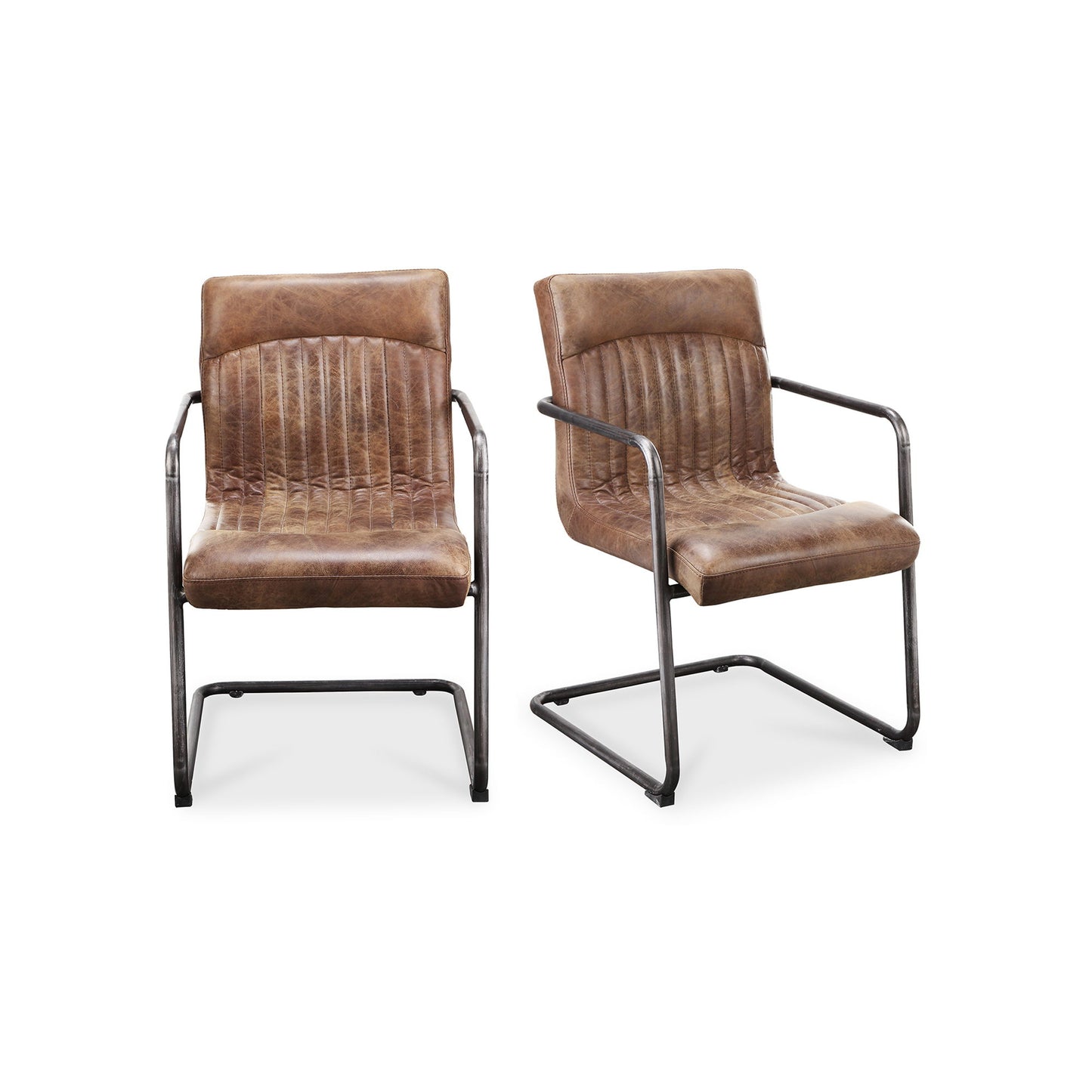 Ansel - Arm Chair Chair Leather (Set of 2) - Grazed Brown