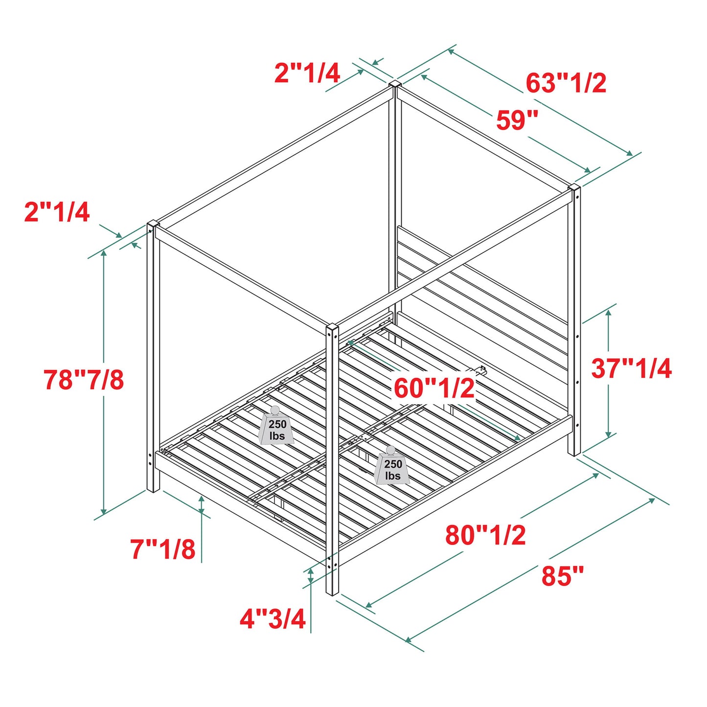 Canopy Bed Frame Modern Minimalist Boho