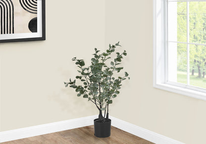 35" Tall, Artificial Plant, Eucalyptus Tree, Indoor, Faux, Fake, Floor, Greenery, Potted, Decorative - Green / Black