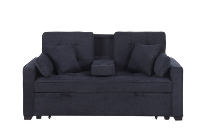 Cody II - 69.5"W Woven Fabric Convertible Sleeper Loveseat with Cup Holder