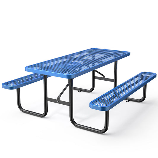 Expanded Rectangular Picnic Table - Blue - Metal