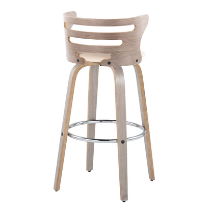 Cosini - Mid Century Modern Fixed Height, Barstool With Swivel With Round Footrest (Set of 2)