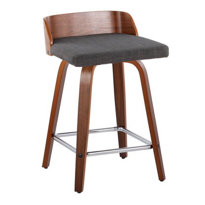 Maya - Mid Century Modern Fixed Height Counter Stool With Swivel With Square Footrest (Set of 2)