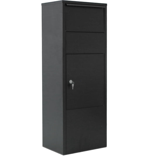 Large Package Delivery Parcel Mail Drop Box With Lockable Storage Compartment Heavy Duty Weatherproof For Express Mail Delivery For Home & Business Use - Black