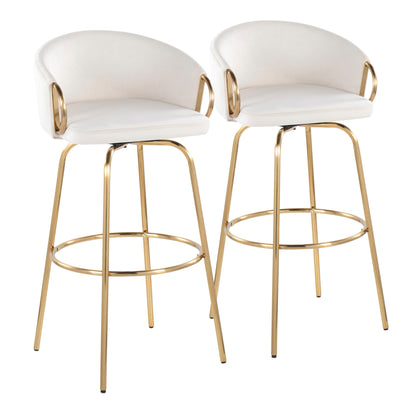 Claire - Contemporary / Glam Fixed Height Bar Stool (Set of 2) Round Footrest (Set of 2)