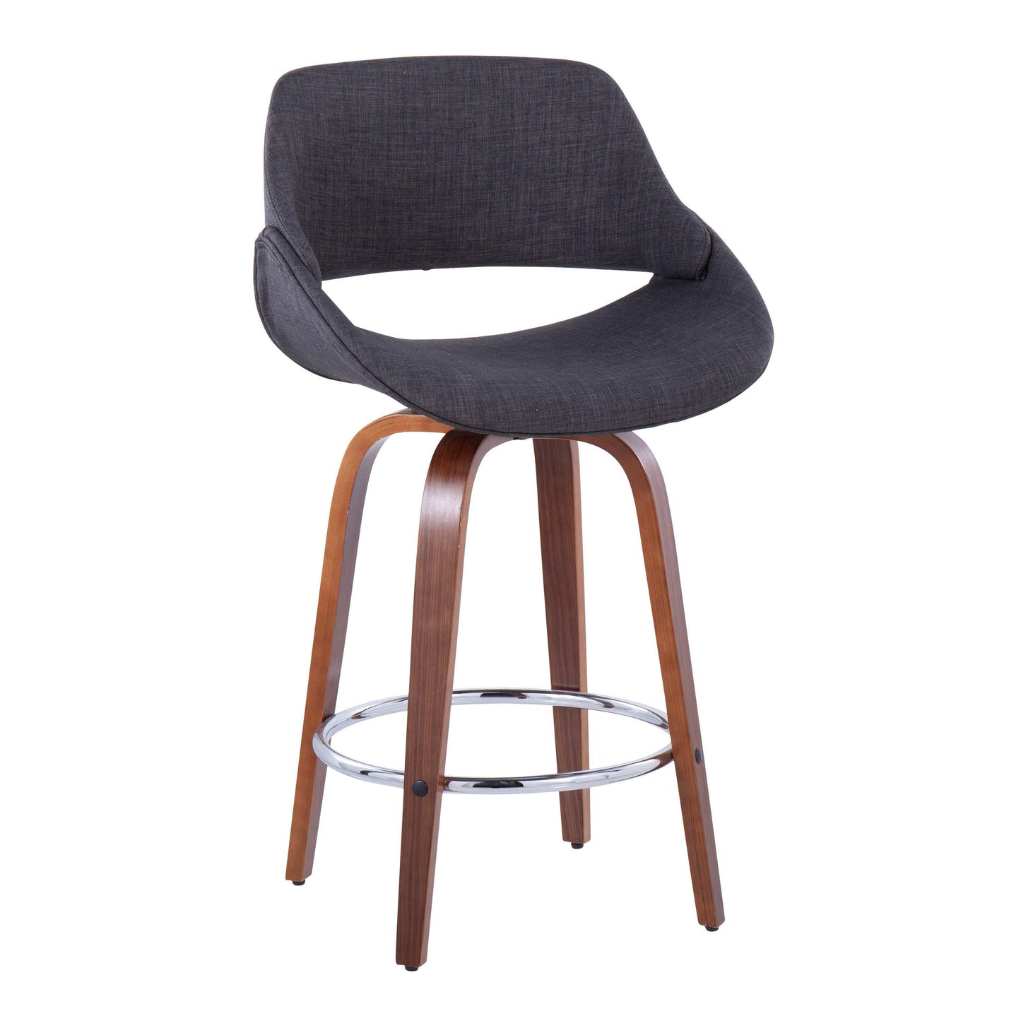 Fabrico - Mid Century Modern, Fixed Height Counter Stool With Round Footrest (Set of 2)