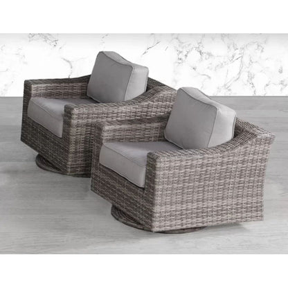 Elegant Swivel Patio Chair With Luxurious Cushions Perfect For Outdoor Relaxation (Set of 2) - Gray Mix