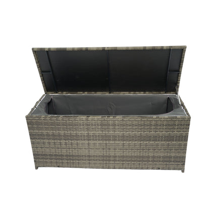 Outdoor Storage Box, Wicker Patio Deck Boxes With Lid, Outdoor Cushion Storage For Kids Toys, Pillows, Towel, Wicker