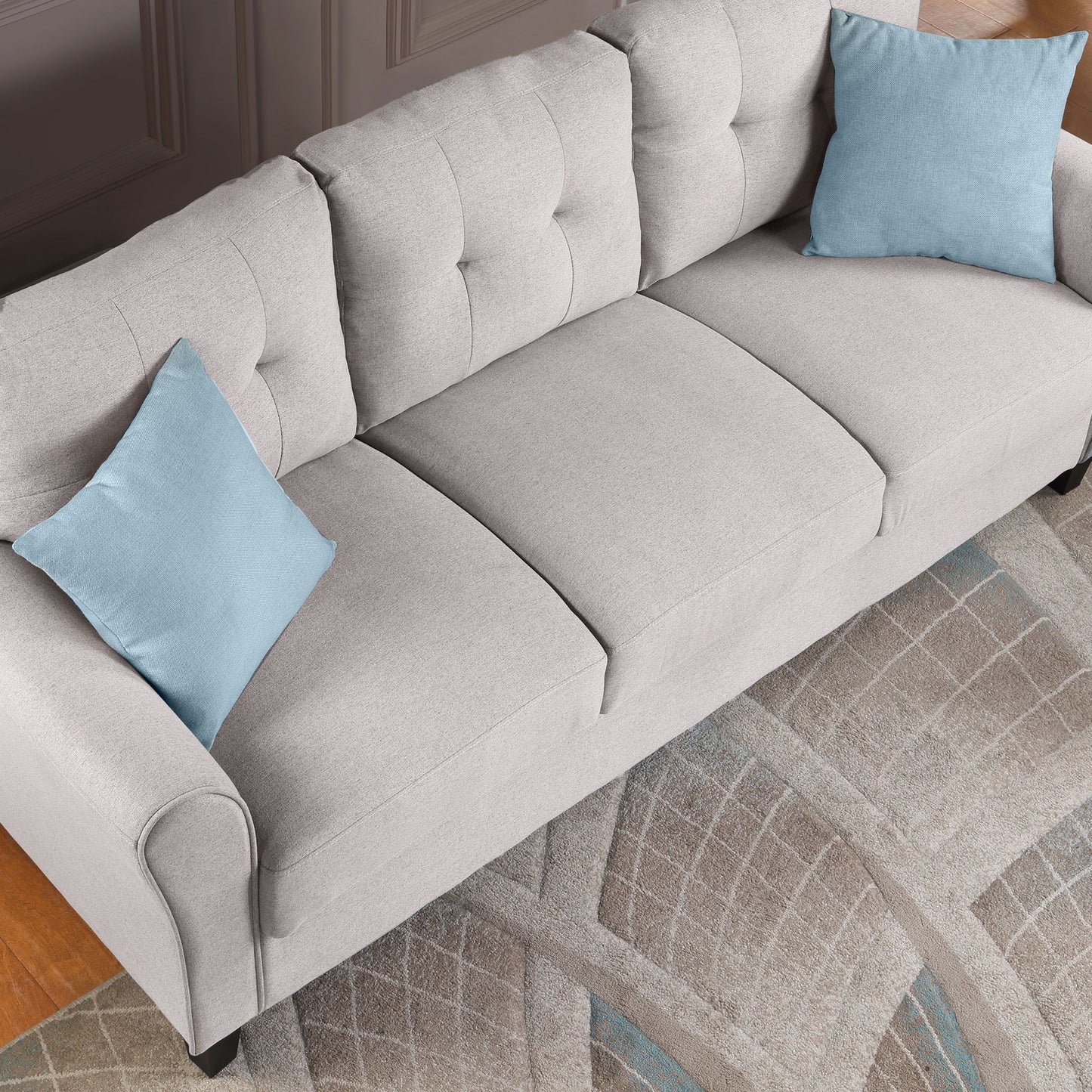 Modern Living Room Sofa Linen Upholstered Couch Furniture For Home Or Office