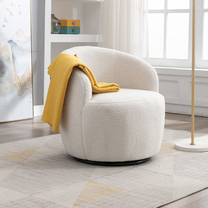 Teddy Fabric Swivel Accent Armchair Barrel Chair With Powder Coating Metal Ring