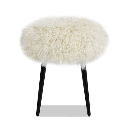 Alberta - Mongolian Sheepskin Round Ottoman