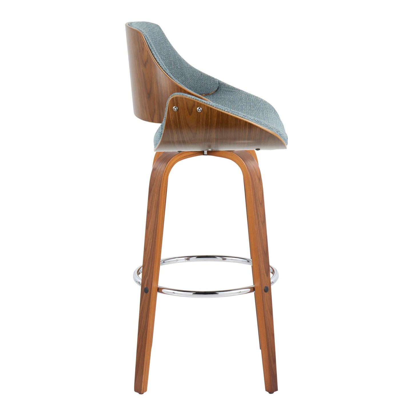 Fabrizzi - Mid Century Modern Fixed Height Barstool With Swivel With Round Footrest (Set of 2)