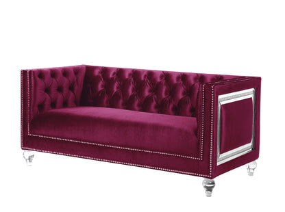 Heibero Loveseat - With 2 Pillows - Burgundy