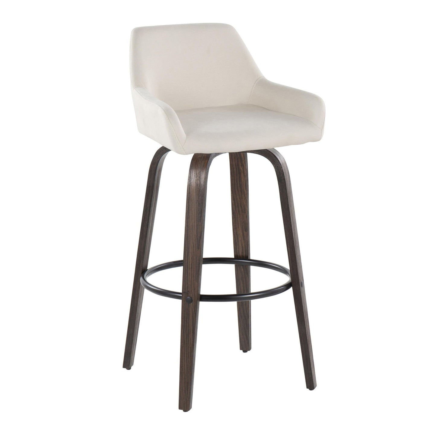 Daniella - Contemporary Fixed Height, Barstool With Swivel With Round Footrest (Set of 2)