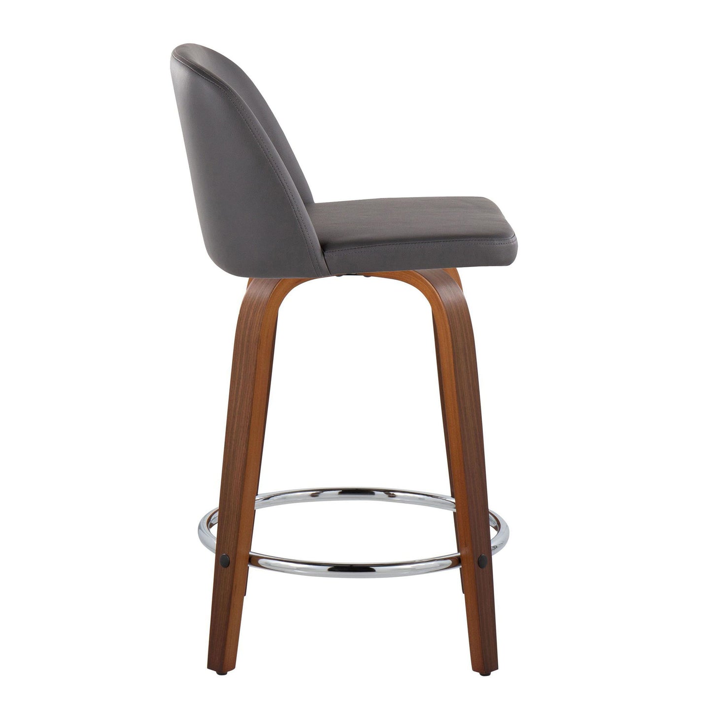 Toriano - Mid Century Modern Fixed Height Counter Stool With Swivel With Round Footrest (Set of 2)