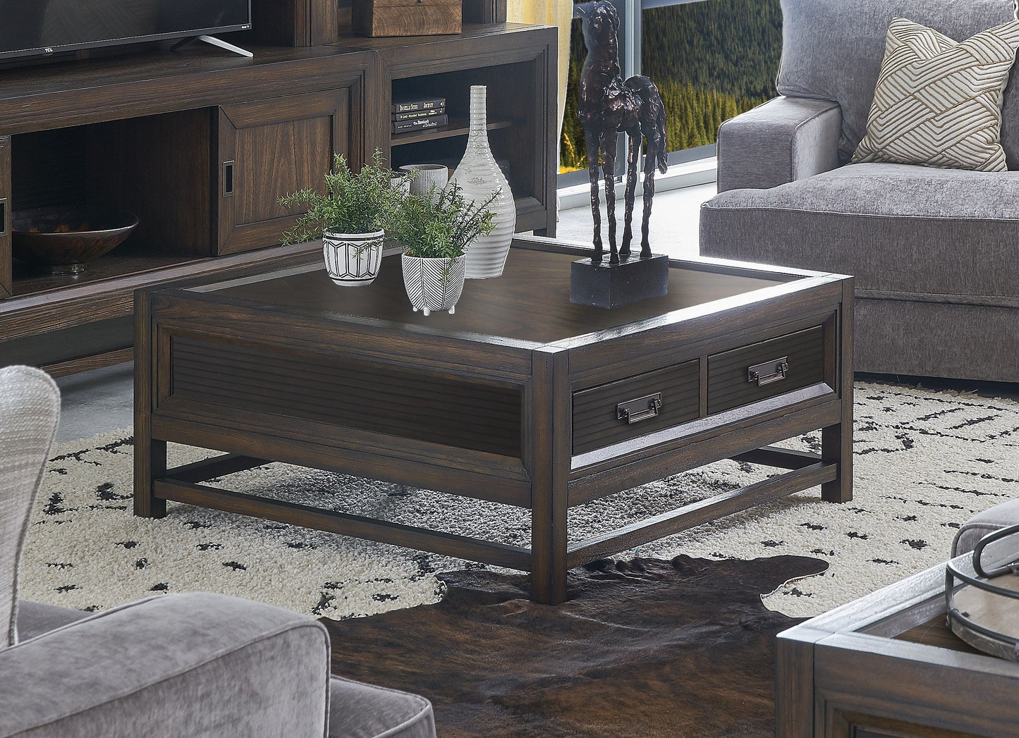 Branson - 2 Drawer Coffee Table, Two Tone - Brown