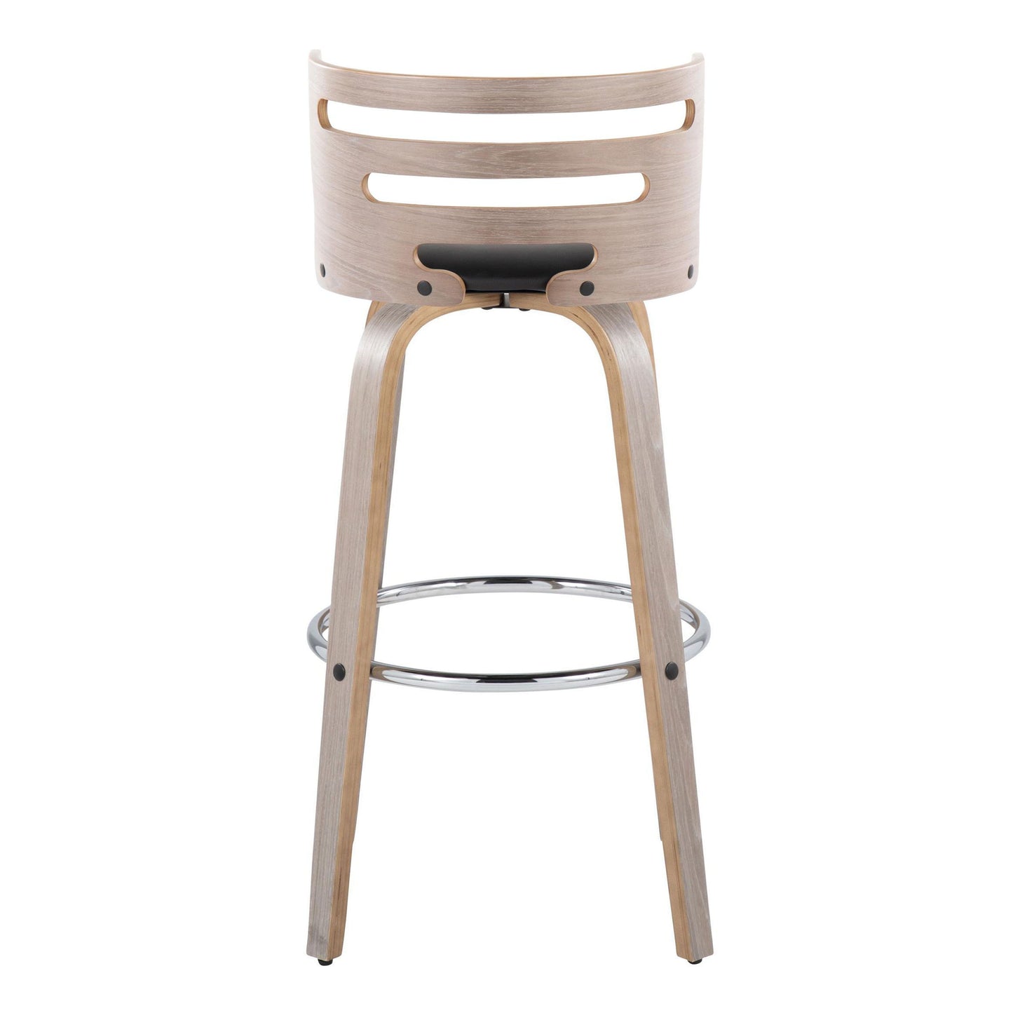 Cosini - Mid Century Modern Fixed Height, Barstool With Swivel With Round Footrest (Set of 2)