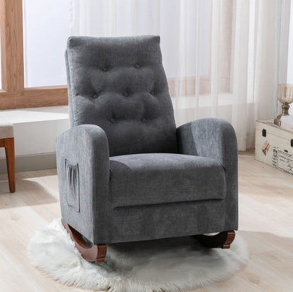 Baby Room High Back Rocking Chair Nursery Chair, Comfortable Rocker Padded Seat, Modern High Back Armchair