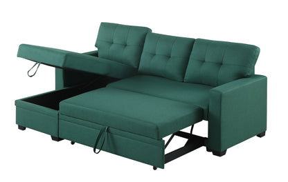 Upholstered Cushions Pull Out Sectional Sofa With Chaise