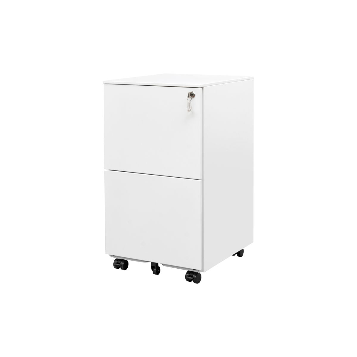 2 Drawer File Cabinet With Lock, Steel Mobile Filing Cabinet On Anti - Tilt Wheels, Rolling Locking Office Cabinets Under Desk For Legal / Letter Size