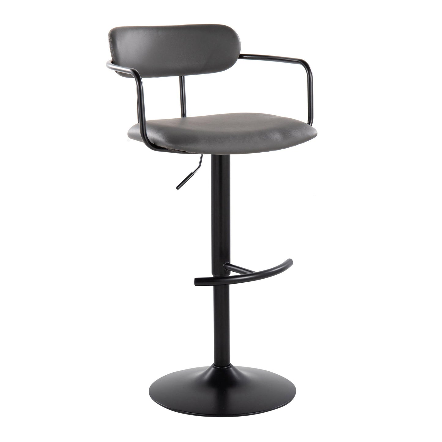 Demi - Contemporary Adjustable Height Barstool With Swivel With Rounded T Footrest (Set of 2)