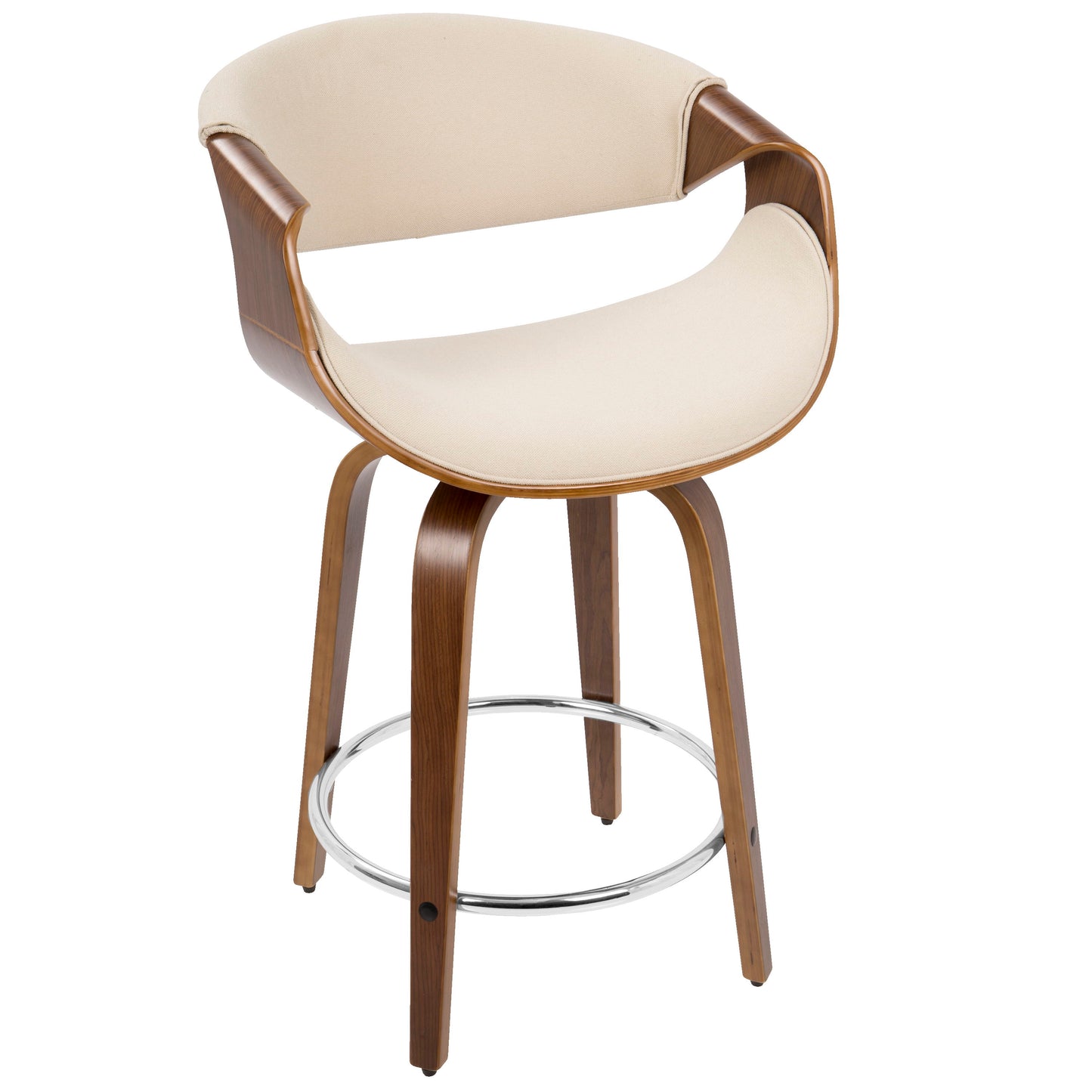 Curvini Mid - Century Modern Fixed Height Counter Stool With Swivel (Set of 2)