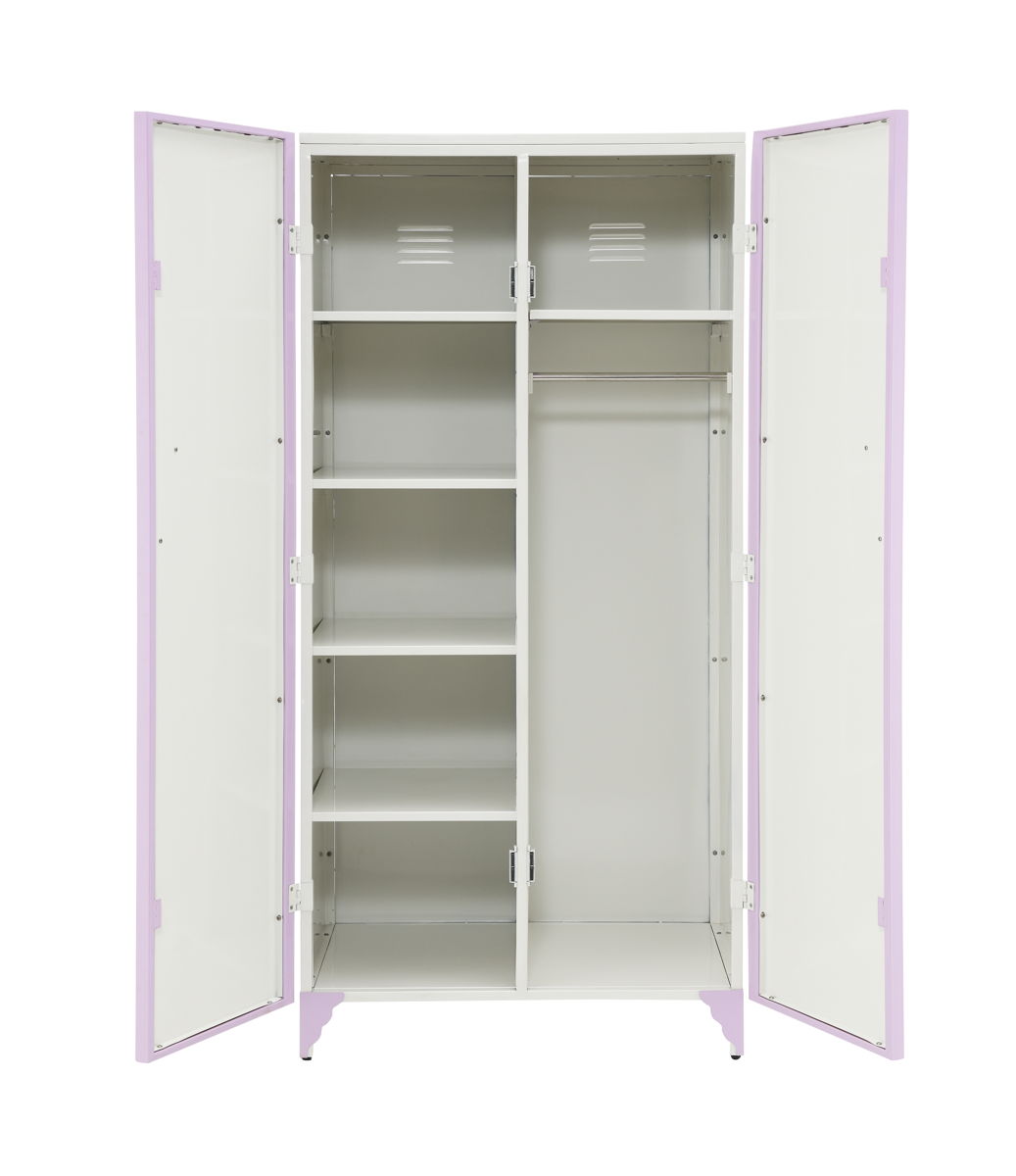 Priya II - Synthetic Leather Purple Wardrobe - Purple / White