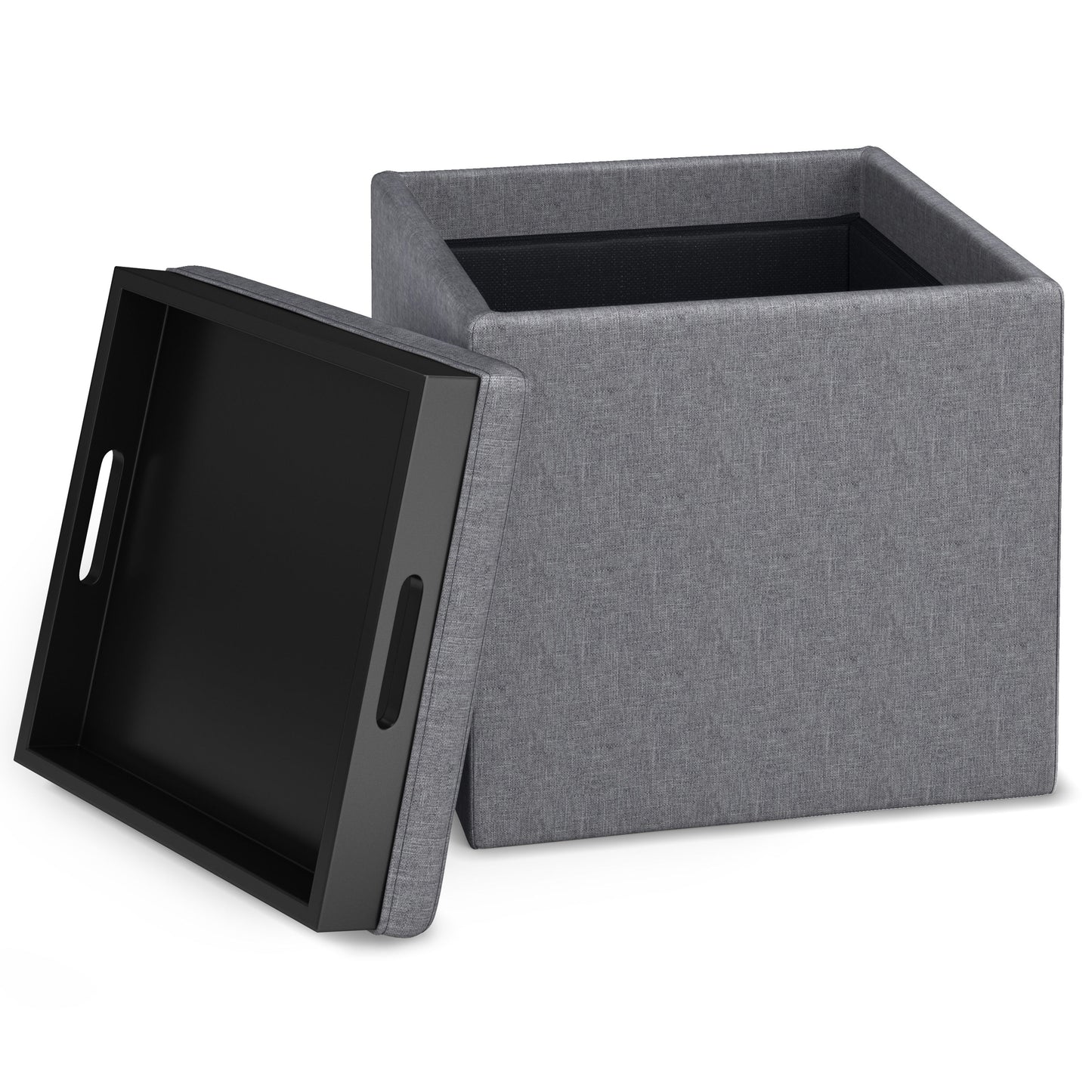 Rockwood - Upholstered Cube Storage Ottoman With Tray