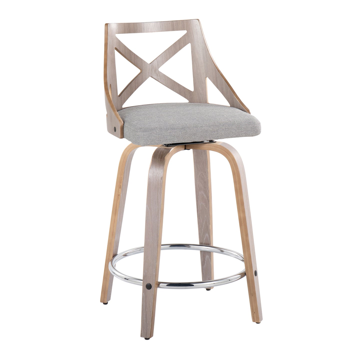 Charlotte - Farmhouse Fixed Height Counter Stool & Swivel With Round Footrest (Set of 2)