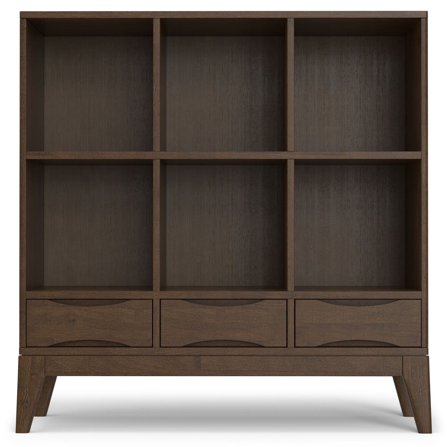 Harper - Low 6 Cube Storage With Drawers - Walnut Brown