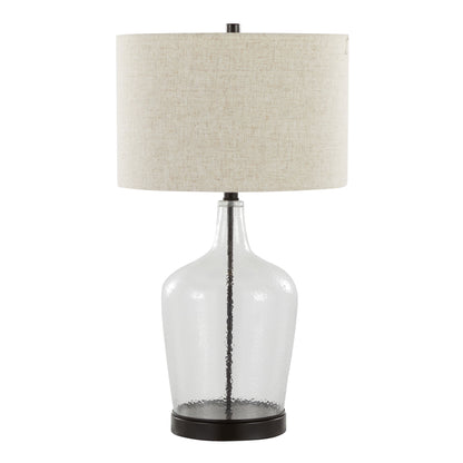 Botella - Contemporary Table Lamp Built In USB Port (Set of 2) - Clear / Oil Bronze / Natural