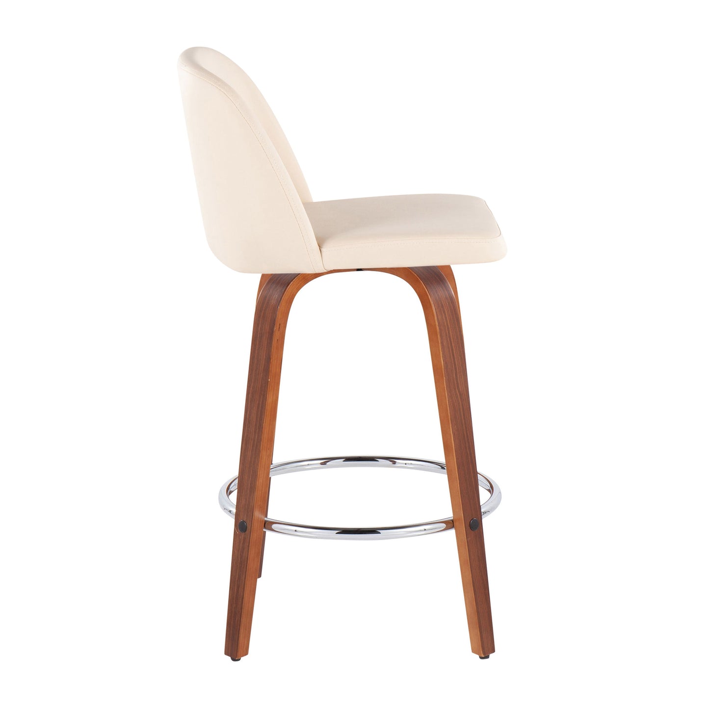 Toriano - Mid-Century Modern Fixed Height Counter Stool With Round Footrest (Set of 2)