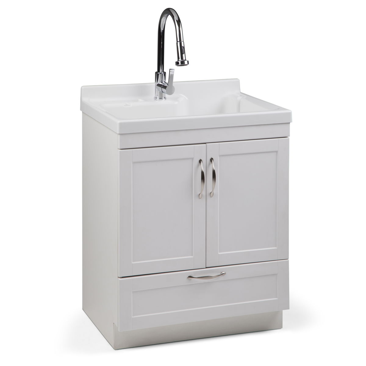 Maile - Laundry Cabinet With Pull-Out Faucet And Abs Sink - Pure White